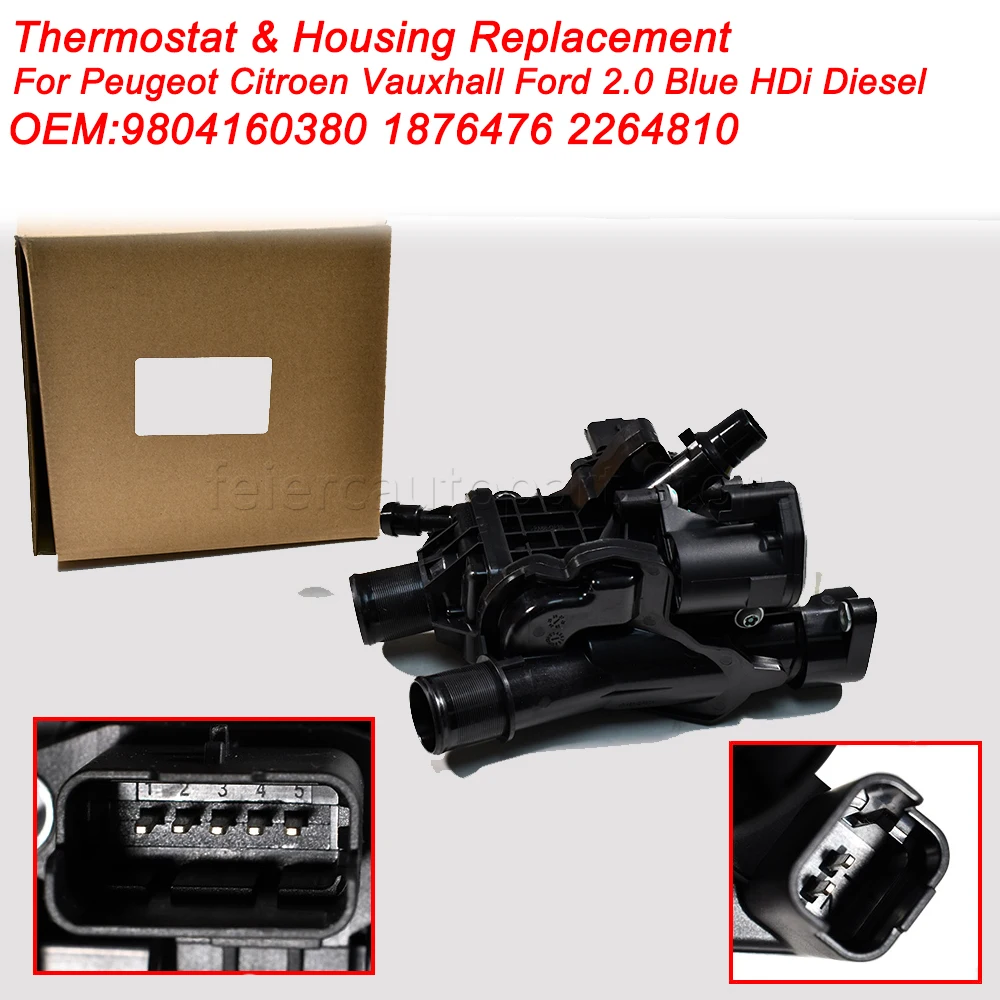 

9804160380 Thermostat & Housing Replacement For Peugeot Citroen Vauxhall Ford 2.0 Blue HDi Diesel 9849443980 1876476 2264810