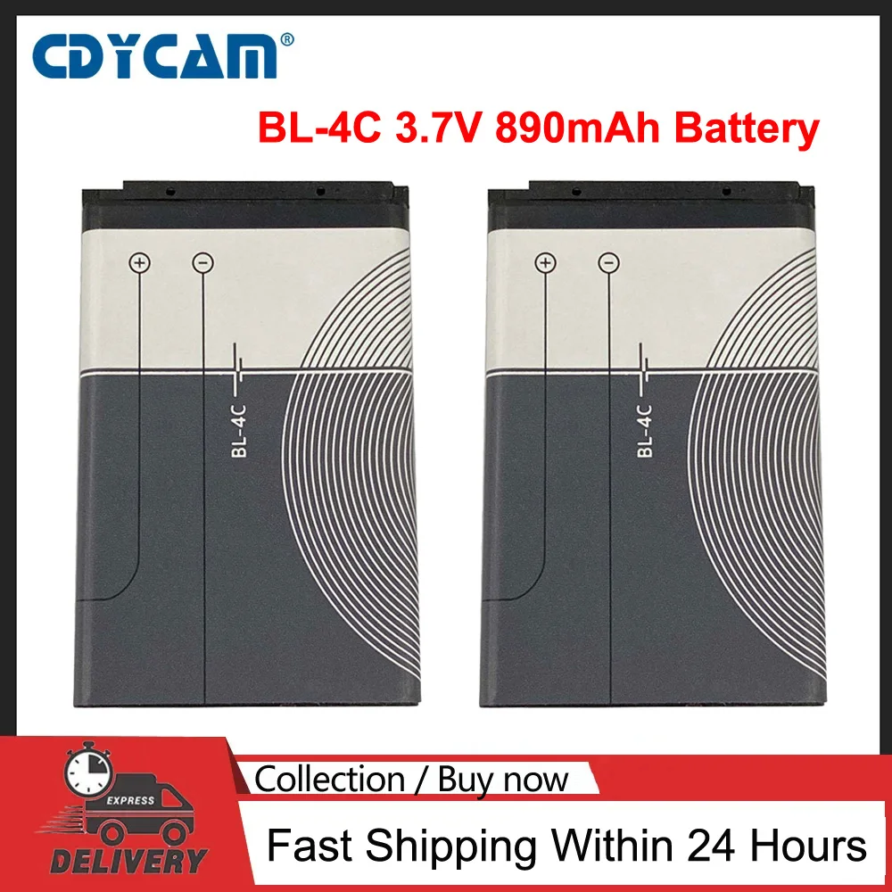 BL-4C 3.7V 890mAh Lithium Polymer Phone Rechargeable Battery For Nokia 6100 6120 6600 6210 2228 1265 6088 6301 Batteries BL4C