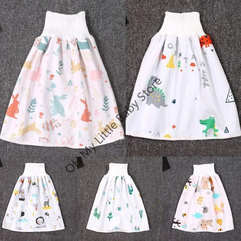 M76C الوليد الطفل مقاوم للماء القطن سروال التدريب القماش الملونة الحيوان ديناصور طباعة حفاضات تنورة سرير وسادة فراش