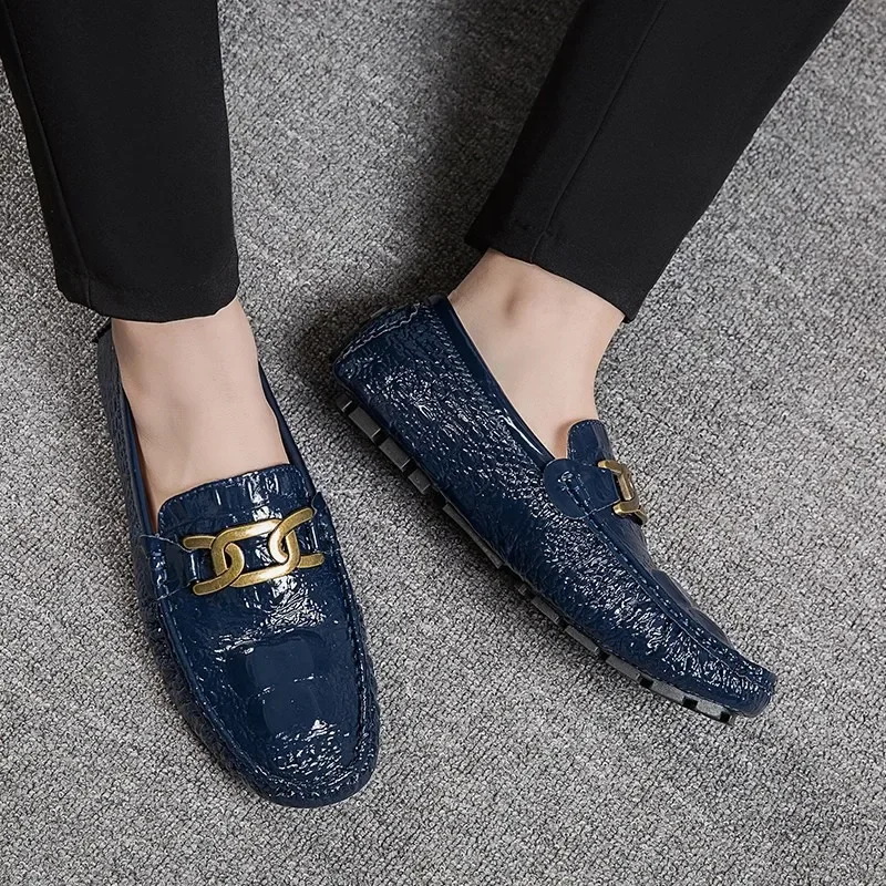 2023 New Fashion Boat Men Classic Drive Casual Quality Leather Comfy Men Loafers Shoes Bright Color Loafers