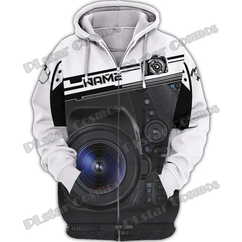 20151123 اسم مخصص نمط الكاميرا تصميم مصور ثلاثية الأبعاد مطبوعة موضة الرجال حتى هوديس الخريف للجنسين عادية البريدي Pullove