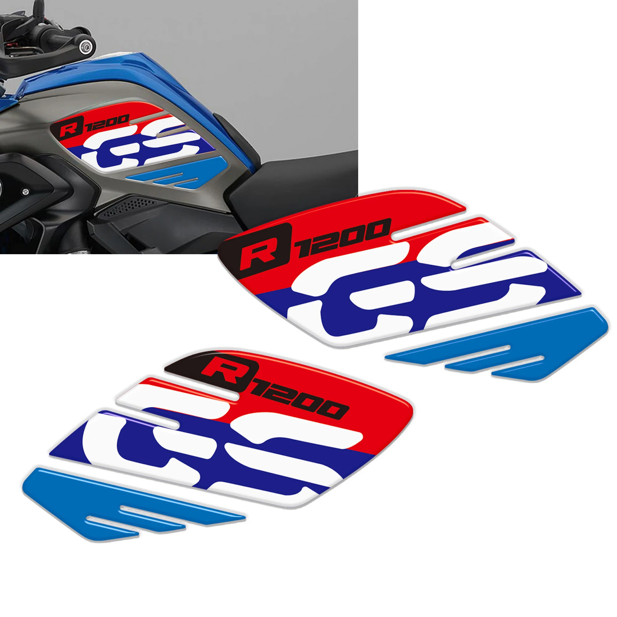 Motorcycle 3D Gel Resin Sticker Kit Side Tank Protectors Compatible with BMW R1200GS 2017-2024