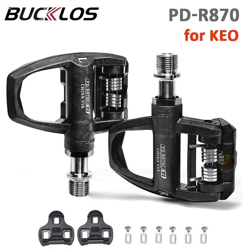 

BUCKLOS Bicycle Lock Pedal for KEO Carbon Road Bike Self-locking Pedals for Look Keo Clipless Pedals w/Cleats Nylon Cycling Part