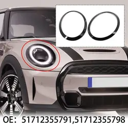 Gloss Blakc Left Right Front Headlights Frame Headlight Eyebrow Ring Cover Trim For MINI Cooper F55 F56 F57 2014 2015 2016 2017