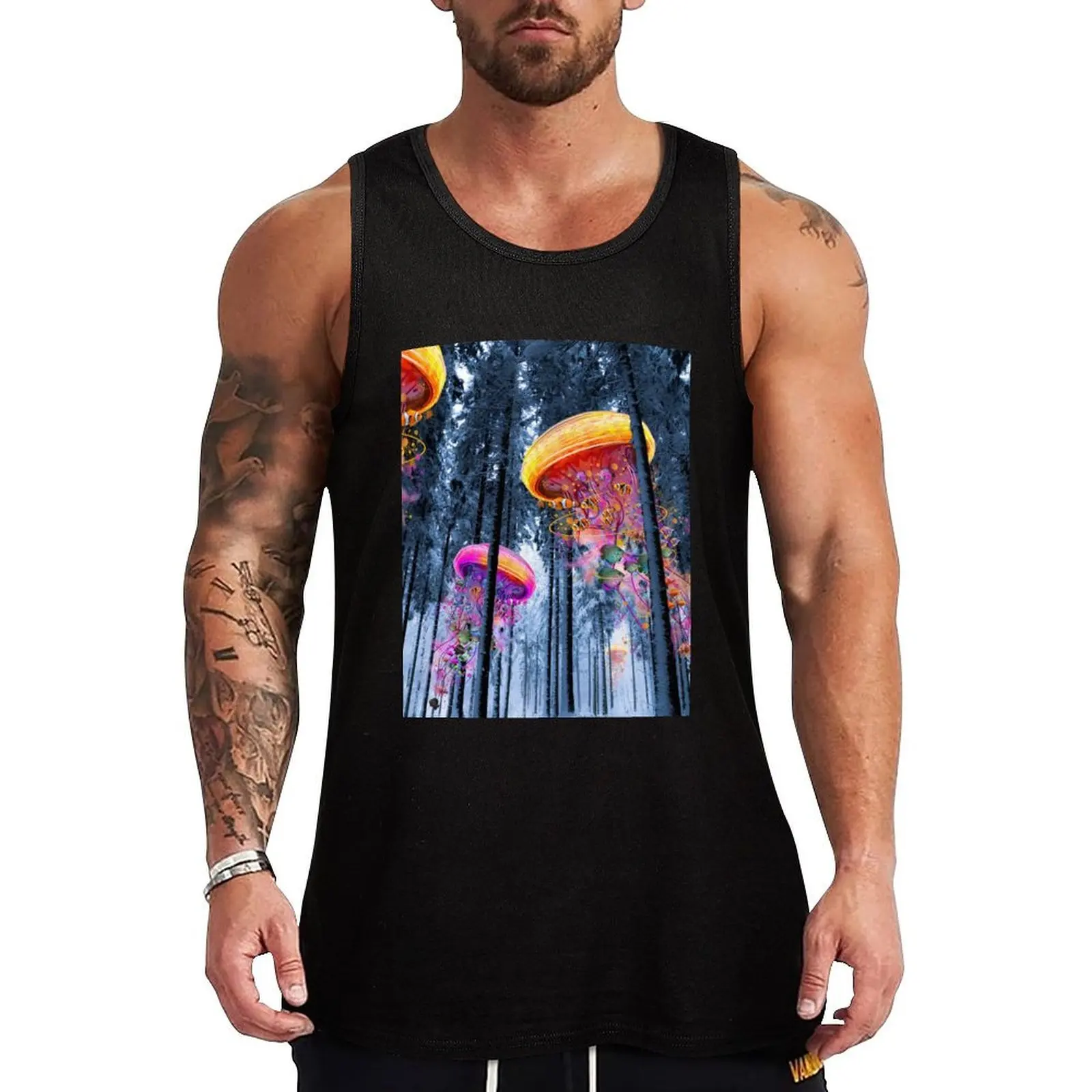 

New Winter Forest of Electric Jellyfish Worlds Tank Top Men's sports t-shirt Male vest Gym clothes Gym T-shirts for men