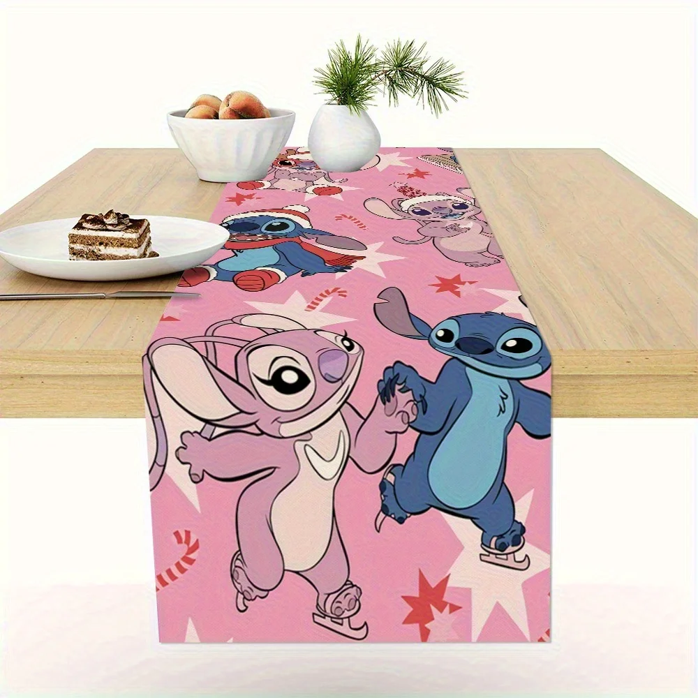 1 Piece Disney Pink Disney Star Cartoon Design Tablecloth, Washable Table Runner, Suitable for Family Gatherings, Home Decoration, Birthday Party Decoration