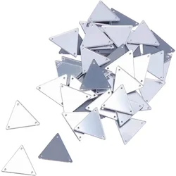 Sew on Silver Mirror Rhinestones 50 Pcs Triangle Shape Sew on Rhinestones for Clothes, Acrylic Disc, Mirror Pieces for Crafts