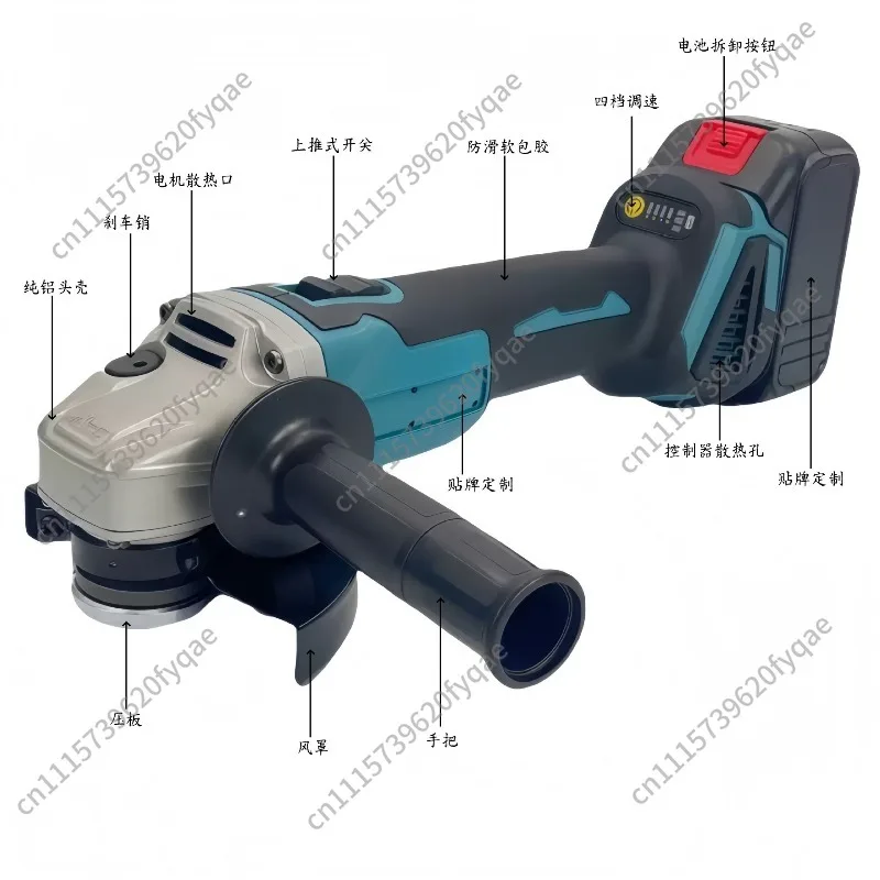 Angle grinder Brushless lithium battery cutting machine Foreign trade industrial grade high power angle grinder