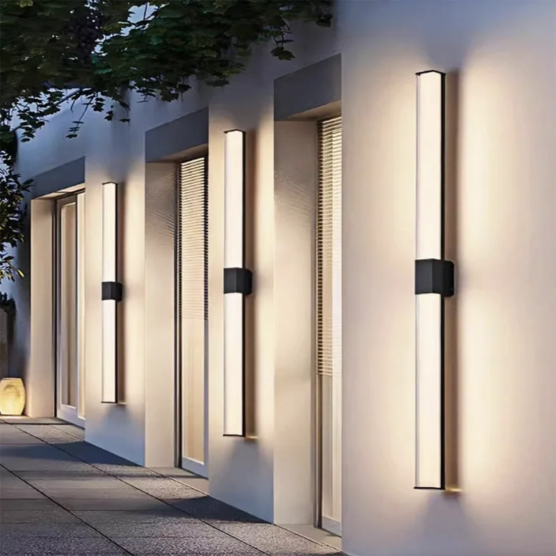 

Modern Outdoor LED Wall Lamp 110V 220V Long Wall Light IP65 Waterproof Outdoor Lighting Garden Villa Porch Sconce Lamp Luminaire