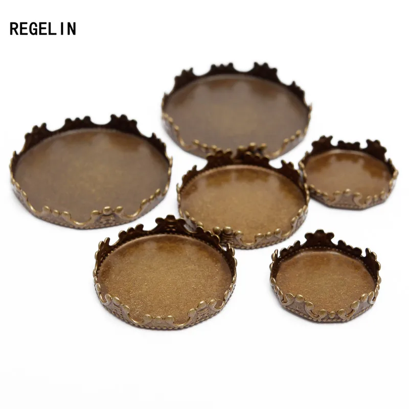 

REGELIN Round Crown Pendant Base Blanks Setting DIY Cameo For Jewelry Making 20pcs Fit 15/20/25mm