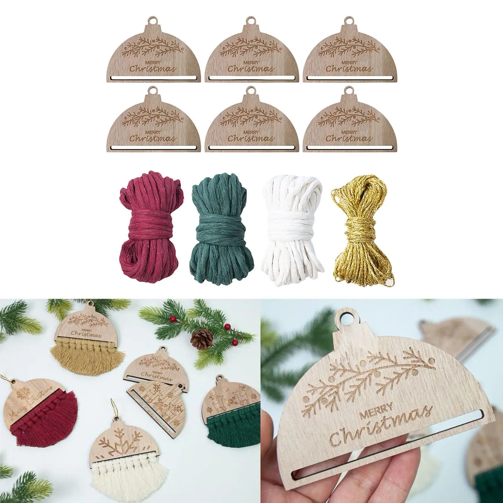 실과 실크 실 반원형 크리스마스 장식품 홈 장식 6개