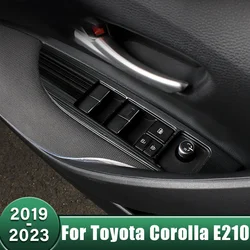 Stainless Car Inner Armrest Door Window Glass Lift Switch Button Panel Cover For Toyota Corolla E210 2019-2021 2022 2023 Hybrid