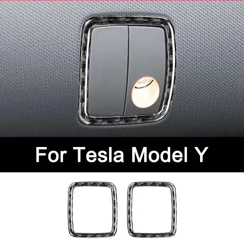 

For Tesla Model Y, Premium Carbon Fiber Car Reading Lights Decorative Sticker Interior Modification Accessories Luxury Upgrade