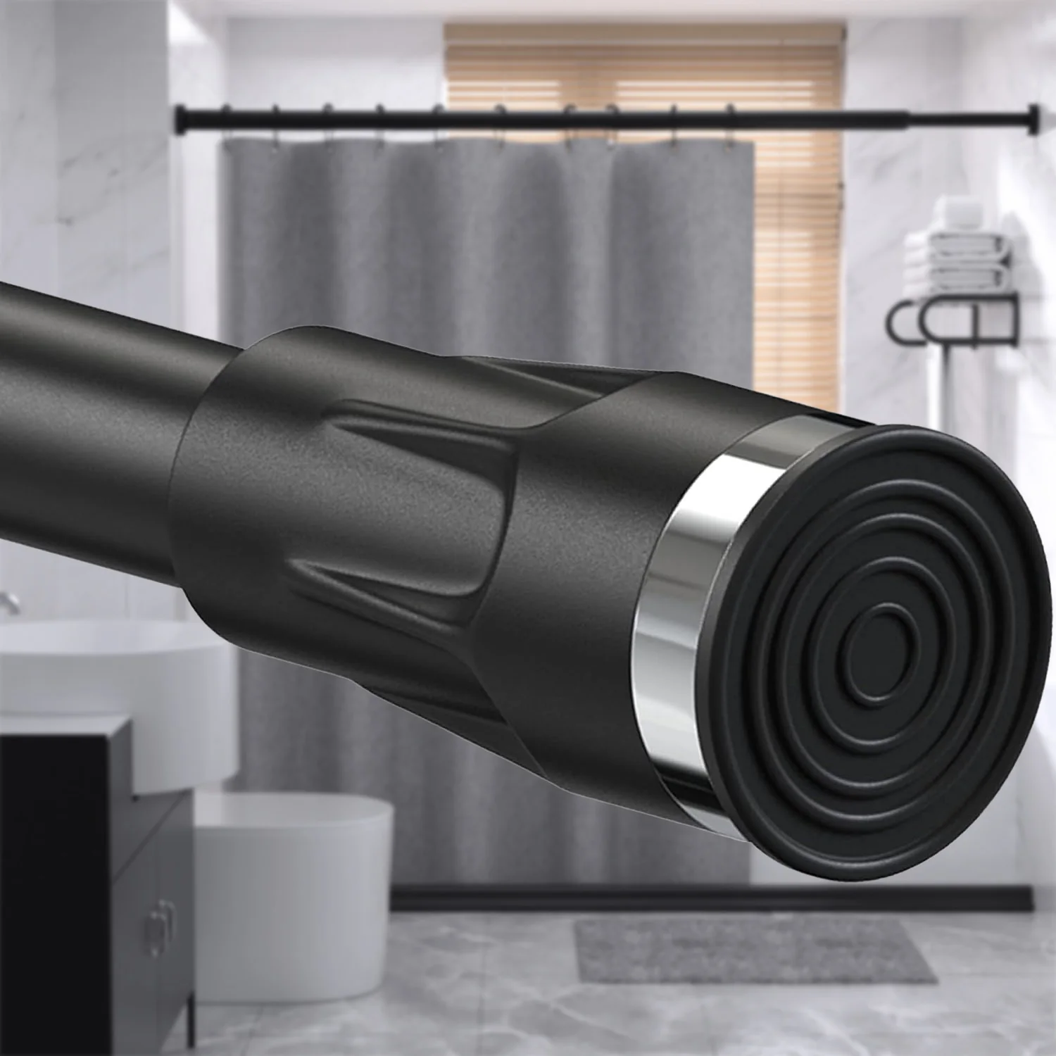 

Регулируемый черный карниз для душевой занавески Yeyebest, длина от 48 до 96 дюймов, изготовлен из прочного материала с пружинным механизмом, подходит для