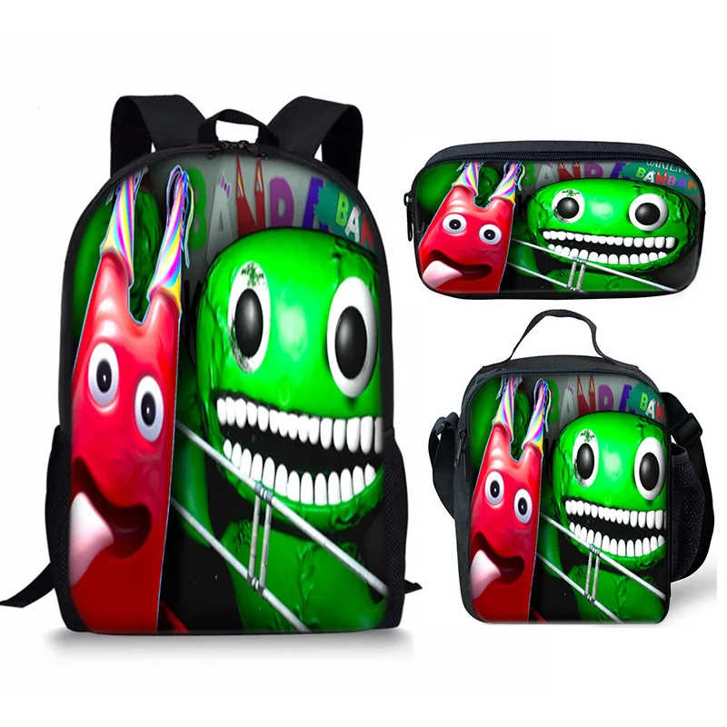 Hip Hop Youthful Banban Garden 3D Print 3pcs/Set Student Travel bags Laptop Daypack Backpack Crossbody Lunch Bag Pencil Case