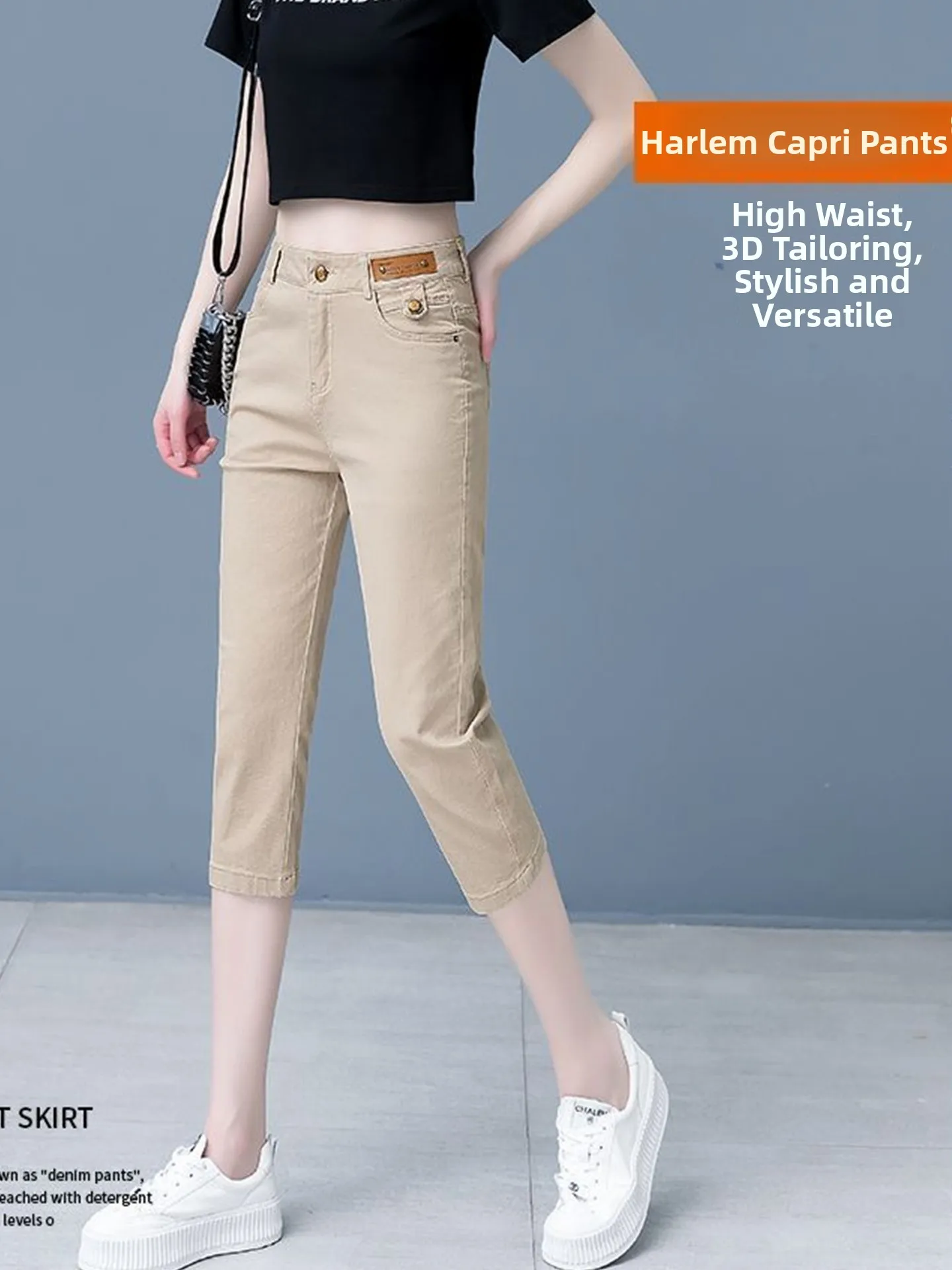 High Quality Summer Women's Slim Fit Harlan Jeans Mid-Calf Casual Pants Thin Cotton Stretch Denim High Waist Zipper Style