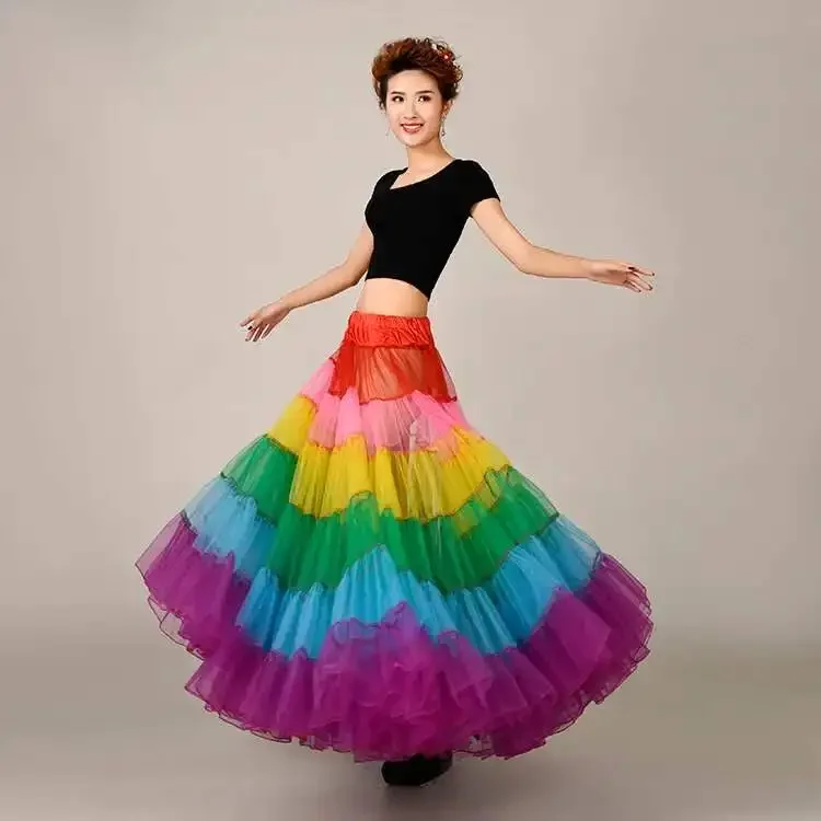 Aangepaste MYYBLE 2024 Nieuwe Bruid Zonder Been Trouwjurk Rok Kleur Grote Slinger Dans Halve lengte Mesh Tutu Rokken Petticoat