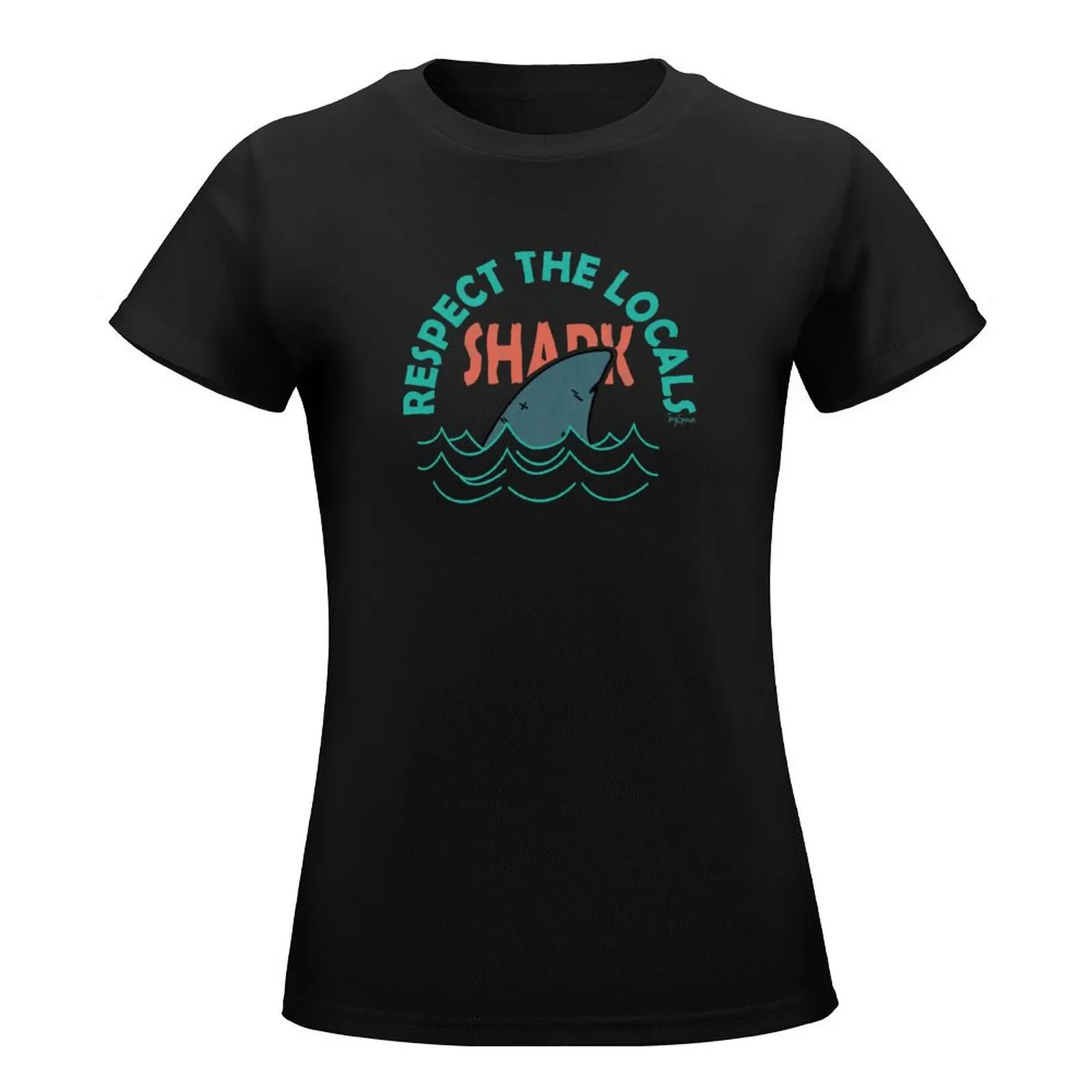 Vintage Respect The Locals Shark T-Shirt summer tops Aesthetic clothing Women's clothing