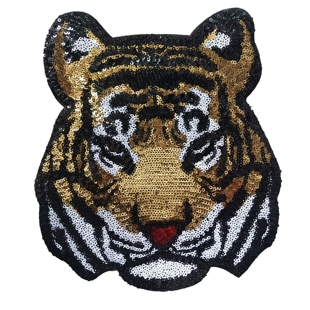 1Pc Tiger Applique Clothing Embroidery Patch Sticker Iron On Craft Sewing Repair 24*21CM