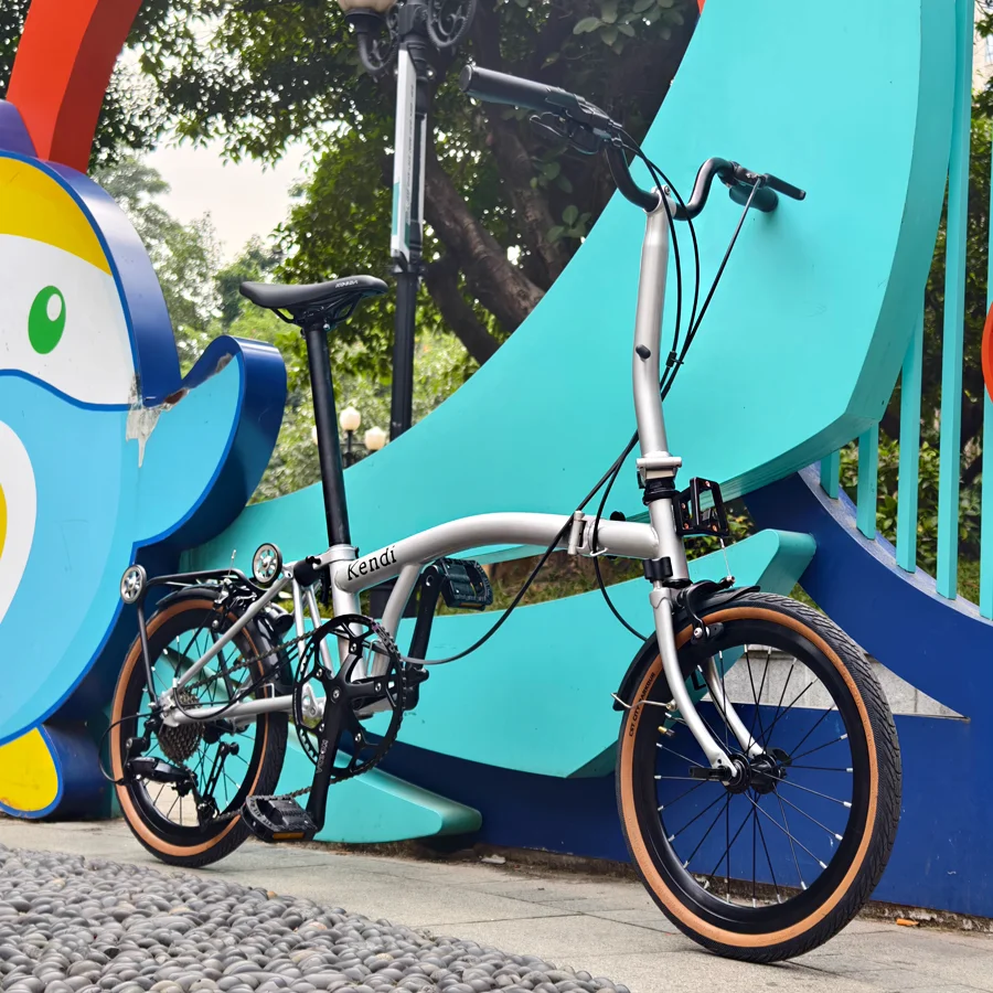 

KENDI Ретро легкий 16-дюймовый складной велосипед 9-скоростной складной велосипед из алюминиевого сплава с тормозом C из углеродистой стали портативный велосипед для взрослых