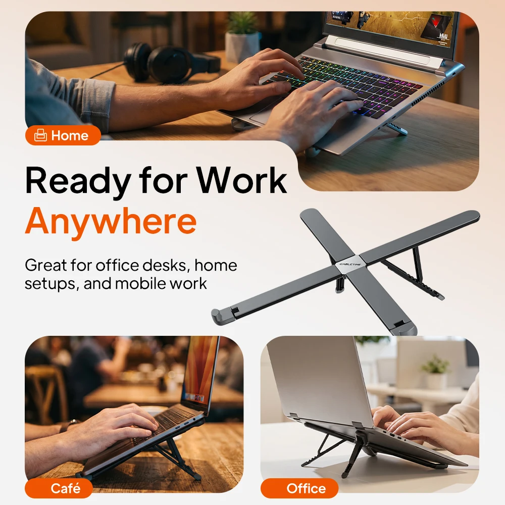 CABLETIME Podstawka pod laptopa X Składana, 8 Regulowanych Kątów, Mini Rozmiar, Zapobiegająca Wstrząsom, Pasuje do Laptopów 10 do 17,3 Cala, Macbook, IPAD — zdjęcie produktu 5