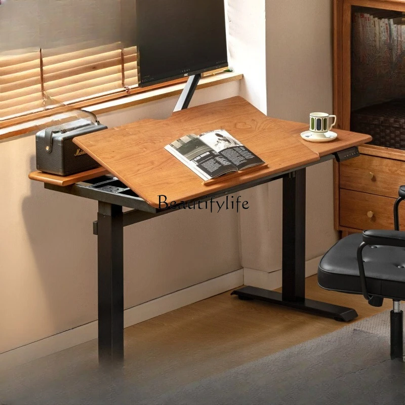 

**Solid wood desk study modern simple oak office home computer desk