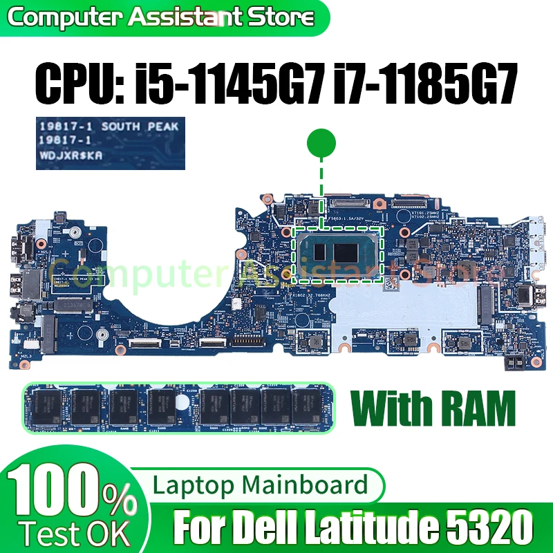 

For DELL Latitude 5320 Laptop Mainboard 19817-1 0DFNFK 01T1MD 07W14 0Y7GXY i5-1145G7 i7-1185G7 Notebook Motherboard