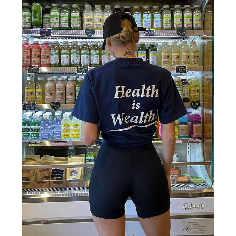 Summer American Retro Fitn Running T-irt round Ne ort Sve Large Letter Ba Print Street Sle Cotton Casual Top