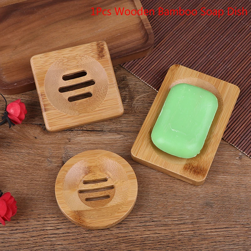 Natural Bamboo Wood Bathroom Shower SoapTray Dish Storage Holder Plate Container