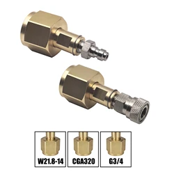 Soda Water Accessories Tank CO2 Cylinder Thread Size with W21.8-14 CGA320 G3/4 8mm Quick Disconnection Nipple Copper Material