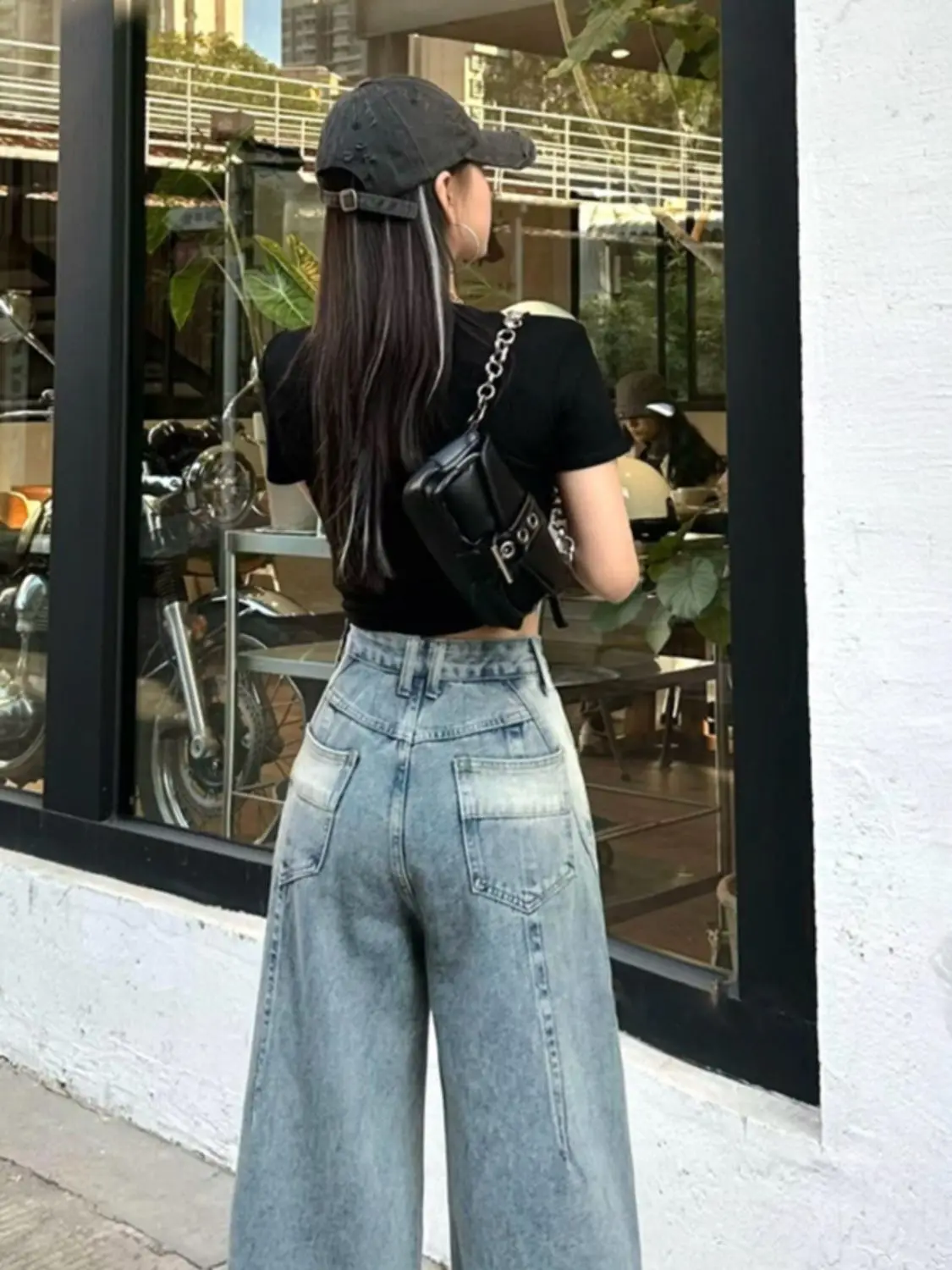 Damskie jeansy z wysokim stanem i szerokimi nogawkami, luźny krój, jasny kolor, letnie, nowe, wyszczuplające, uniwersalne, zwiewne spodnie dżinsowe, modne.