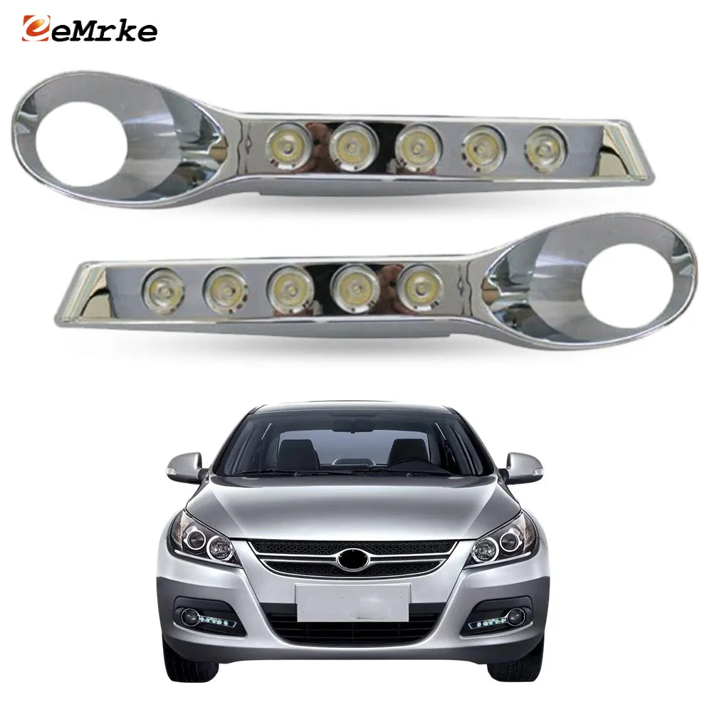 

Светодиодные ДХО для Jac J5 B15 Sedan 2013 2014 2015 2016, дневные ходовые огни, передний бампер, противотуманные фары, хромированная решетка