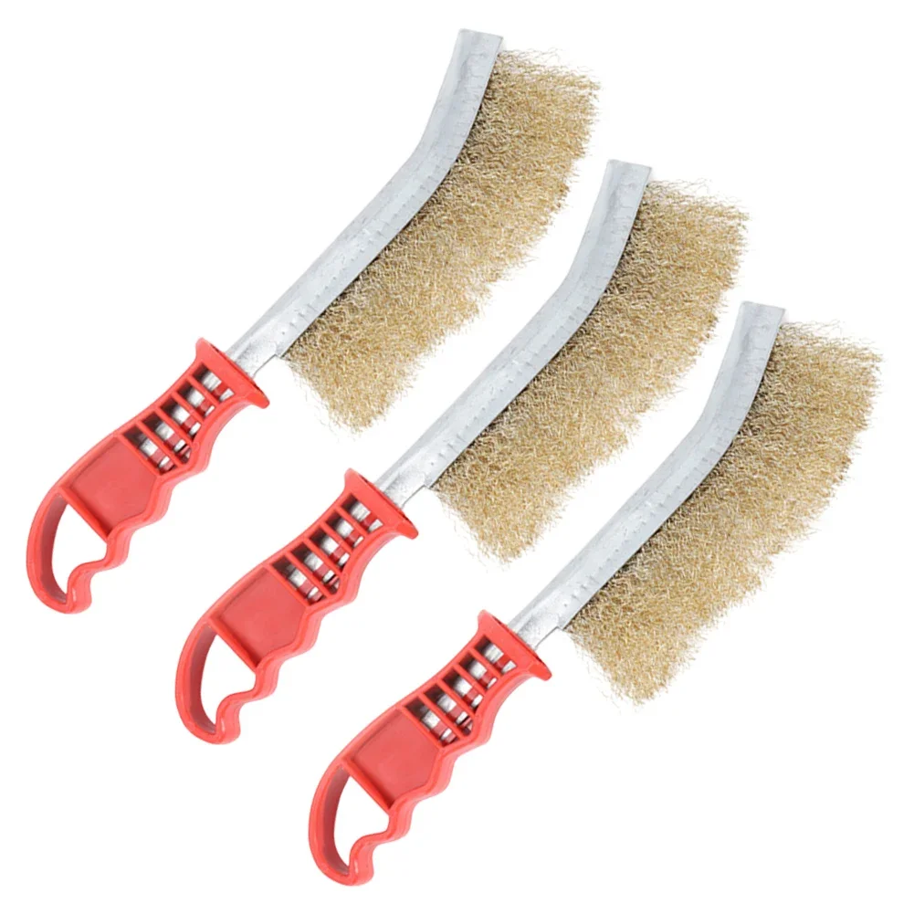 

Easy To Use 3-Pack Grill Brush Brass Wire Brush Heavy-duty Cleaning Rust Removal Stainless Steel Bristles Sturdy Structure