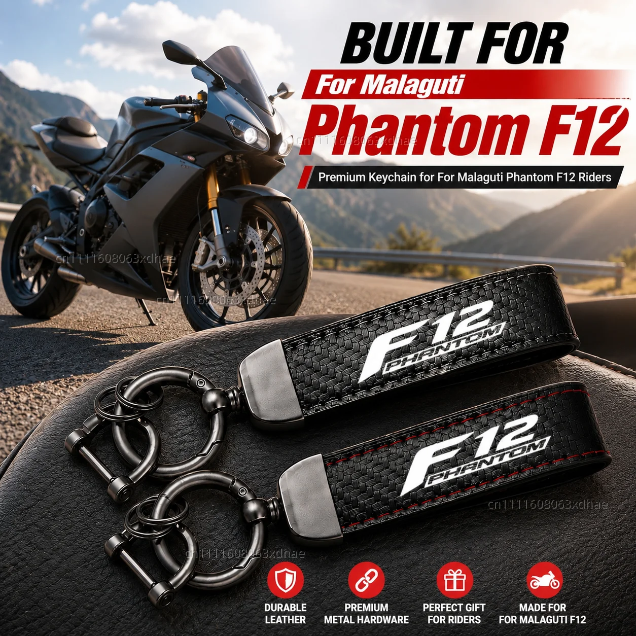 High-Grade Leather Motorcycle Keychain Holder Keyring Accessories For Malaguti Phantom F12 1998-2012