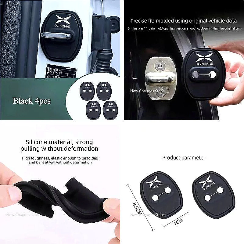 Car‑Mod Mute‑Close Door‑Lock Anti‑Rattle Protective Shell 4Pcs For Xpeng G6 G9 X9 P7 P7+ Interior Mod Accessories