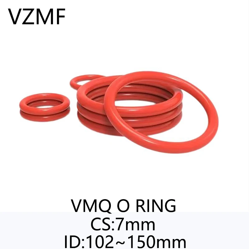 

VMQ Red Silicone O-Ring ID 102~150mm Thickness CS 7mm Sealing Ring Waterproof & Insulated Gasket Washer
