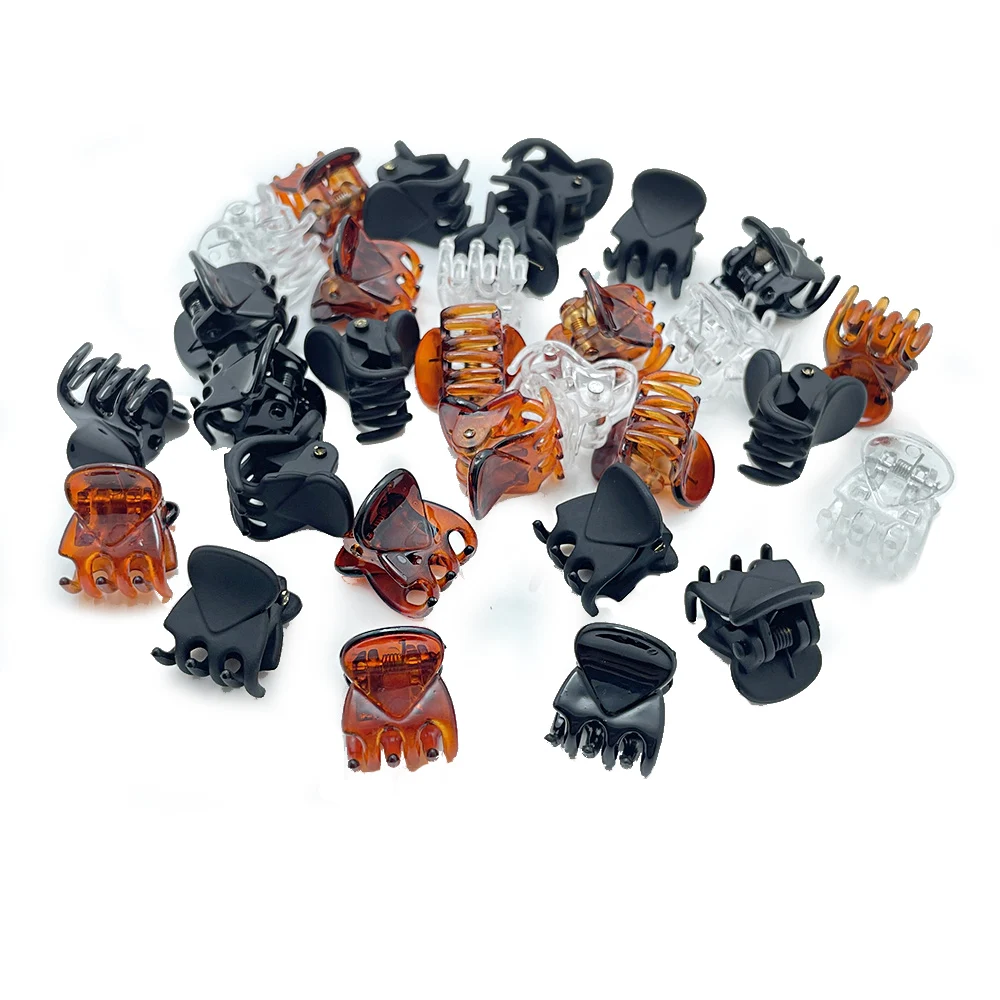 50Pcs Tiny Small 10mm 15mm Klipsy do włosów dla kobiet Dziewczyny Mini Proste Czarne Przezroczyste Plastikowe Klipsy Spinki do włosów dla dzieci Stylizacja włosów