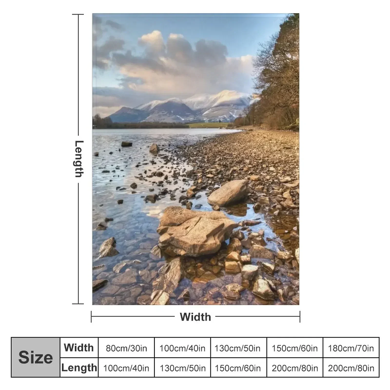 New Skiddaw From Derwentwater Throw Blanket Winter beds Extra Large Throw Blankets