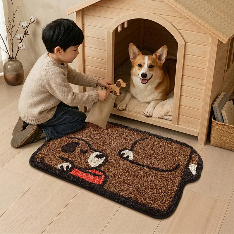 VIKAMA Dachshund Shaped Doormat Cute Sausage Dog Pattern Non Slip Entrance Floor Mat For Entryway Pet Home Decor