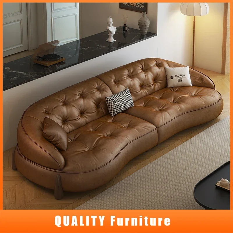 

King Size Faux Leather Minimalist Sofas Designer Nordic Living Room Sofas Lazy Lounges Modern Wohnzimmersofas Bedroom Furniture