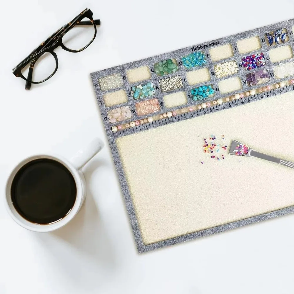 High Quality Felt Beading Tray Felt Surfaces Measurement Markings Beading Mat Alphabetic Scale Nonslip Beading Crafting Mats