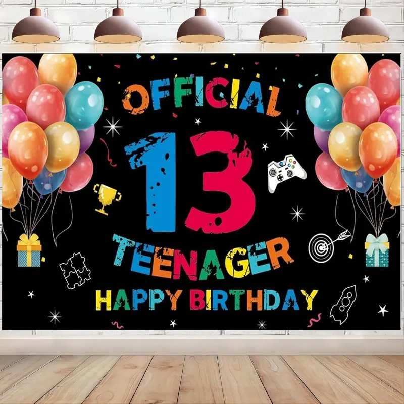 13th Official Teenager Backdrop Happy 13th Brthday 13 Year Old Decoration Banner Thirteenth Party Yard Sign Photo Booth Props