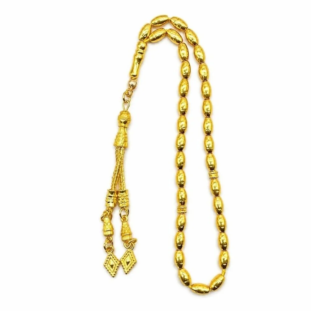 Vintage 23cm Length Prayer Beads Silver/Gold Rice Grain Shape Muslim Tasbih Alloy Worship Beads Middle East Use
