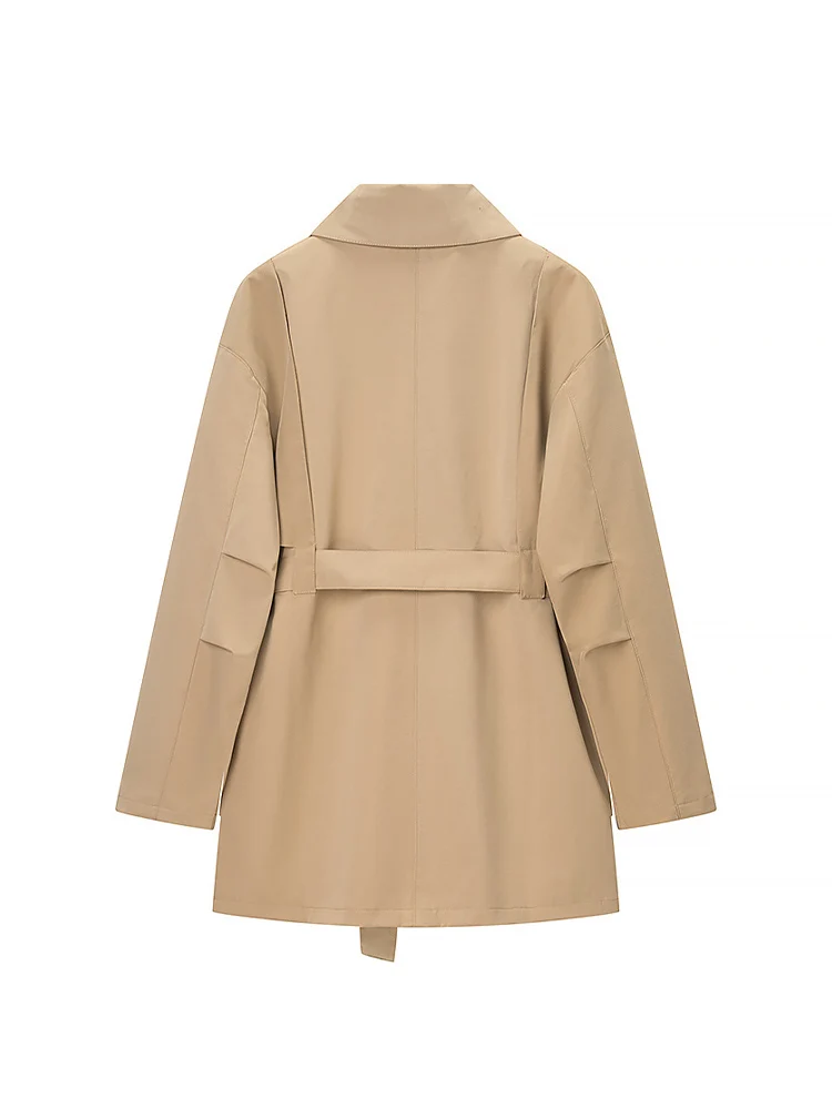 معطف نسائي جديد على الطراز الأوروبي متعدد الاستخدامات وأنيق بلون سادة كاجوال عالي التحمل متوسط الطول