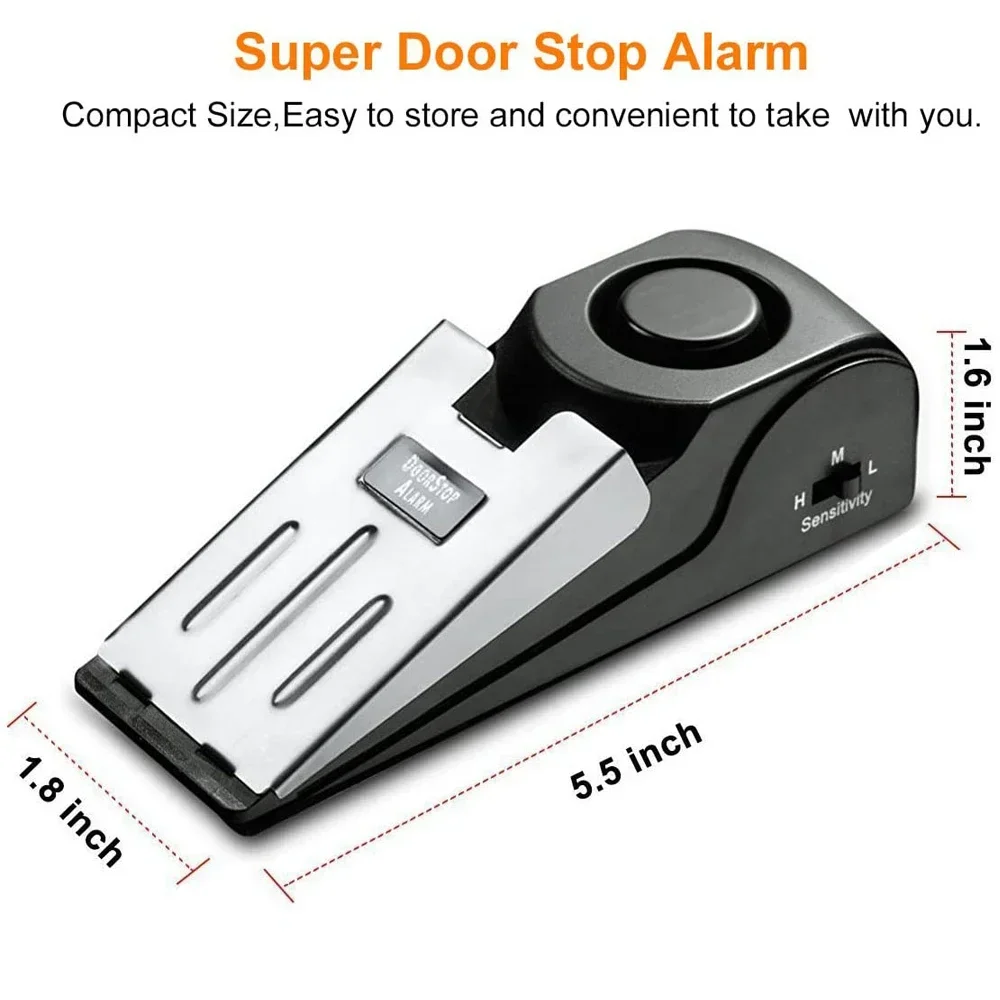 1-10 Door Stopper Alarm Portable 120db Wedge Security Floor Door Stop Adjustable Sensitivity for Home Dormitory Traveling image 5