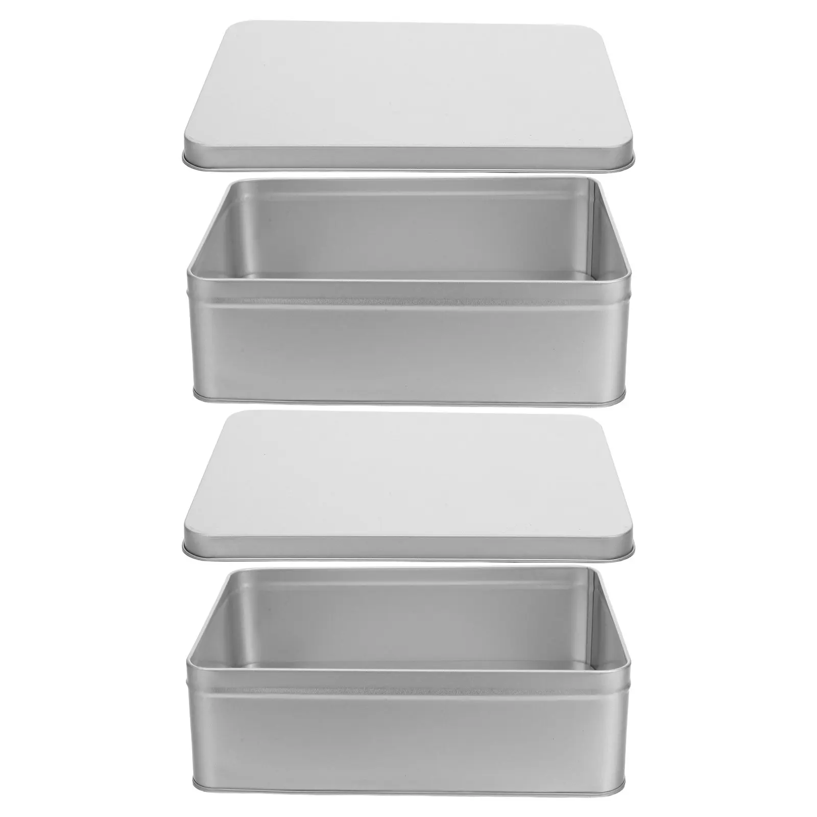 2Pcs Tinplate Tiramisu Box 8.7x6.5x2.8in Metal Cookie Boxes Lids Bakery Party Favors Candy Biscuit Dessert Packaging Storage