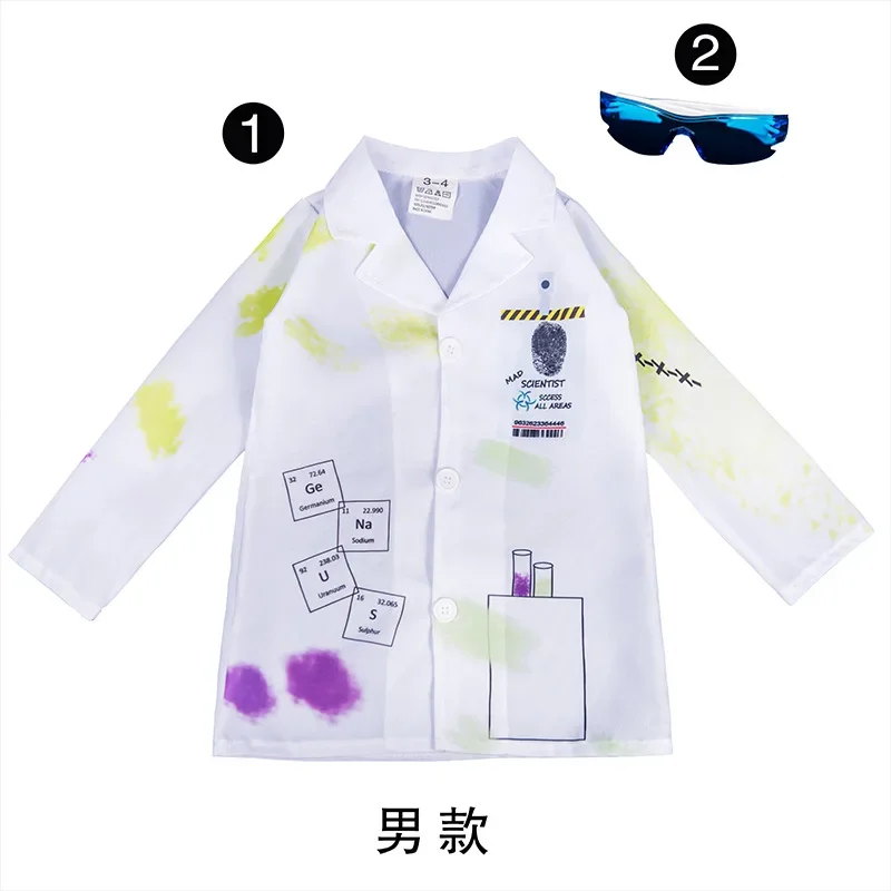 2024 NEW Girls Mad Scientist Costume Boys Crazy Scientist Halloween Costume For Kids Purim Party Cosplay