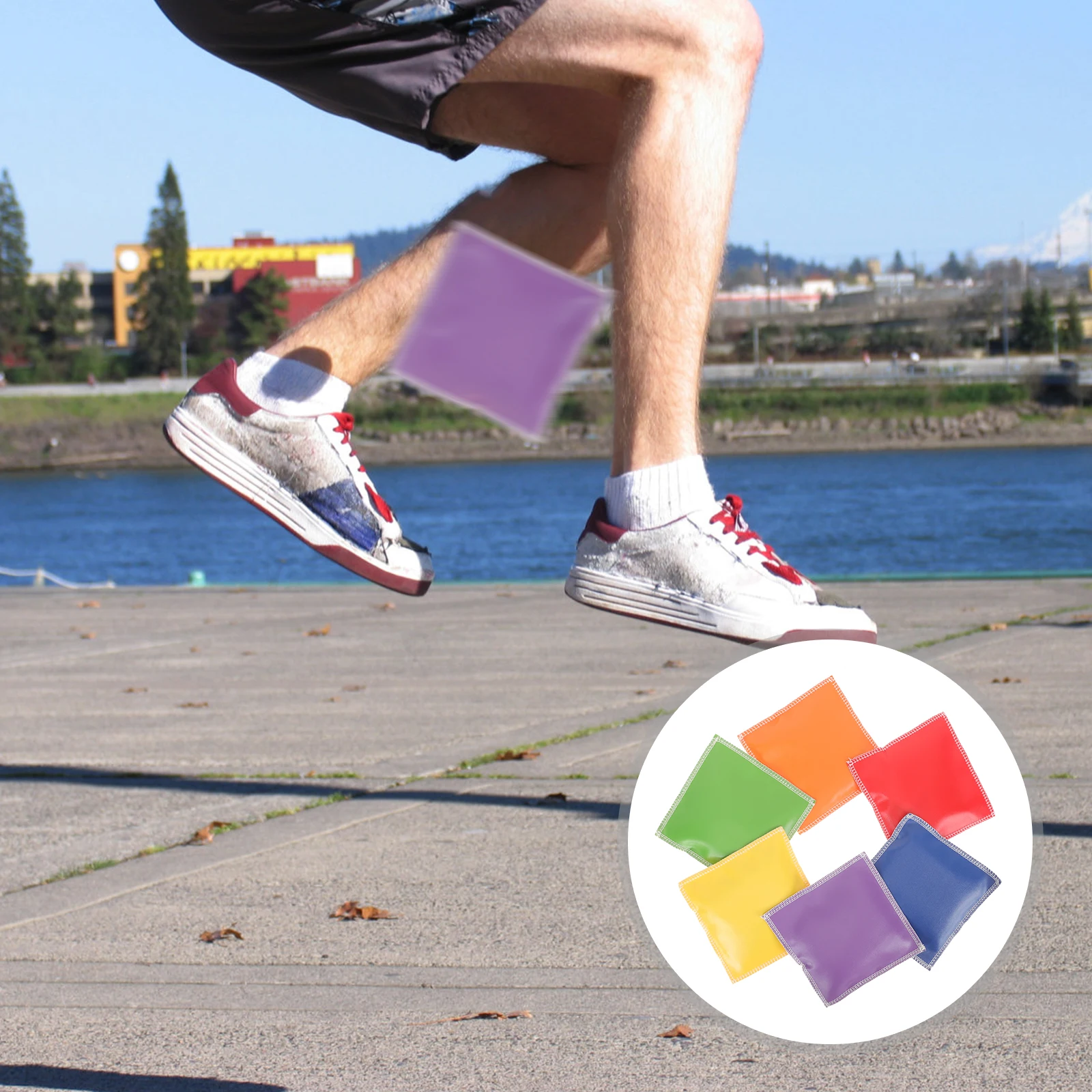 6個入り デジタルサンドバッグ 各100g 赤 黄 青 緑 オレンジ 紫 子供用 スポーツ玩具 投げるゲーム用安全ビーンバッグ