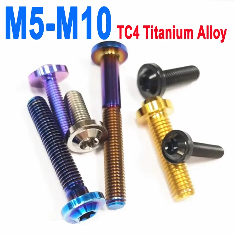 

Anti-theft TC4 Titanium Alloy PVD Screws - Torx Hexalobular Socket Pan Head, M5 M6 M8 M10 for E-Scooter & Moto Refit