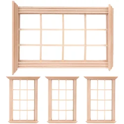 Window Frame Model House Miniatures Furniture Accessories Kids Toys Adornment Wooden Blank Things Baby